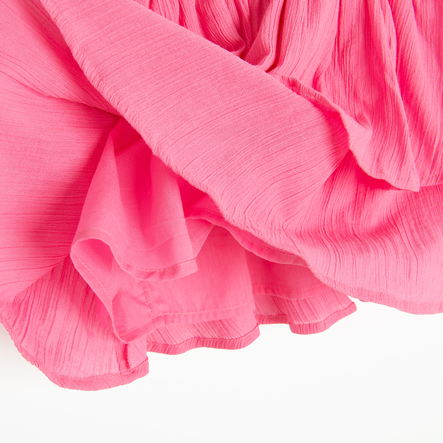 Pink skirt with high elastic waist and ruffle