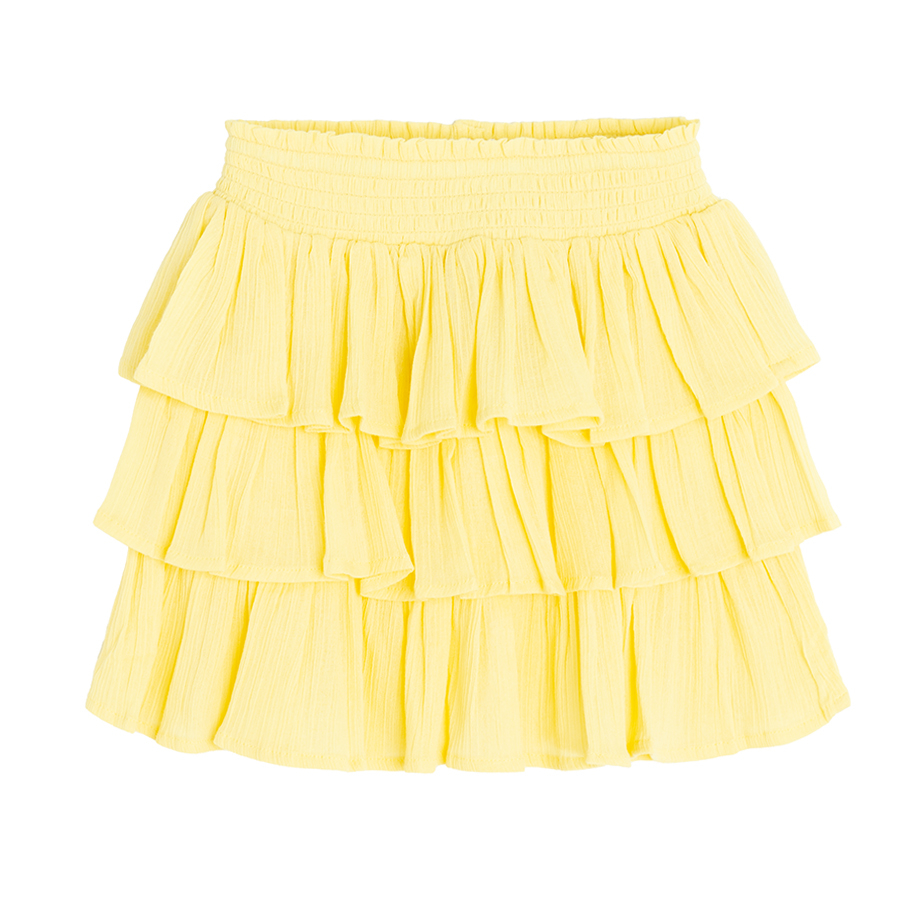 Yellow skirt with elastic waist and ruffles