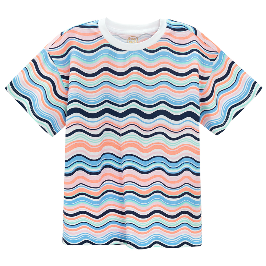 T-shirt with mix color waves