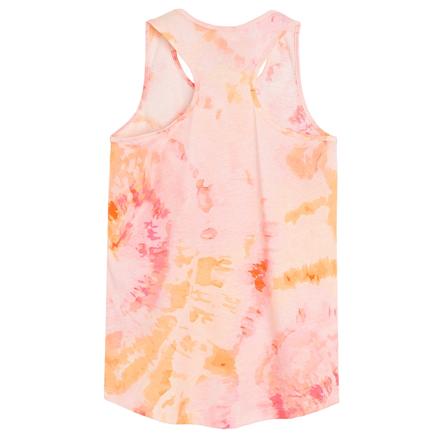 Orange tie dye sleeveless T-shirt