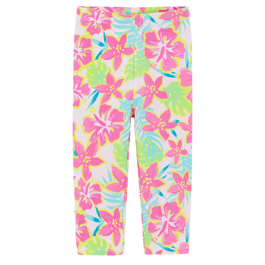 Pink and floral leggings- 2 pack