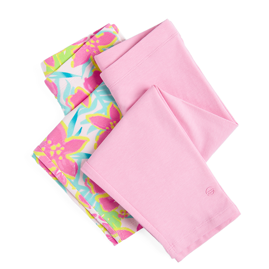 Pink and floral leggings- 2 pack