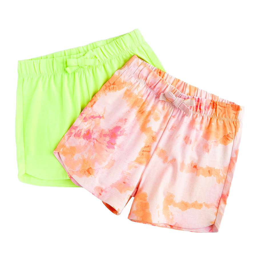 Lime and orange tie dye shorts- 2 pack