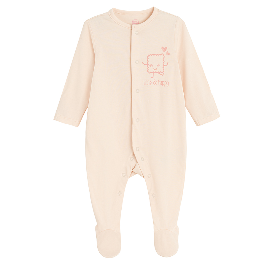 Ecru and pink footed overalls- 2 pack