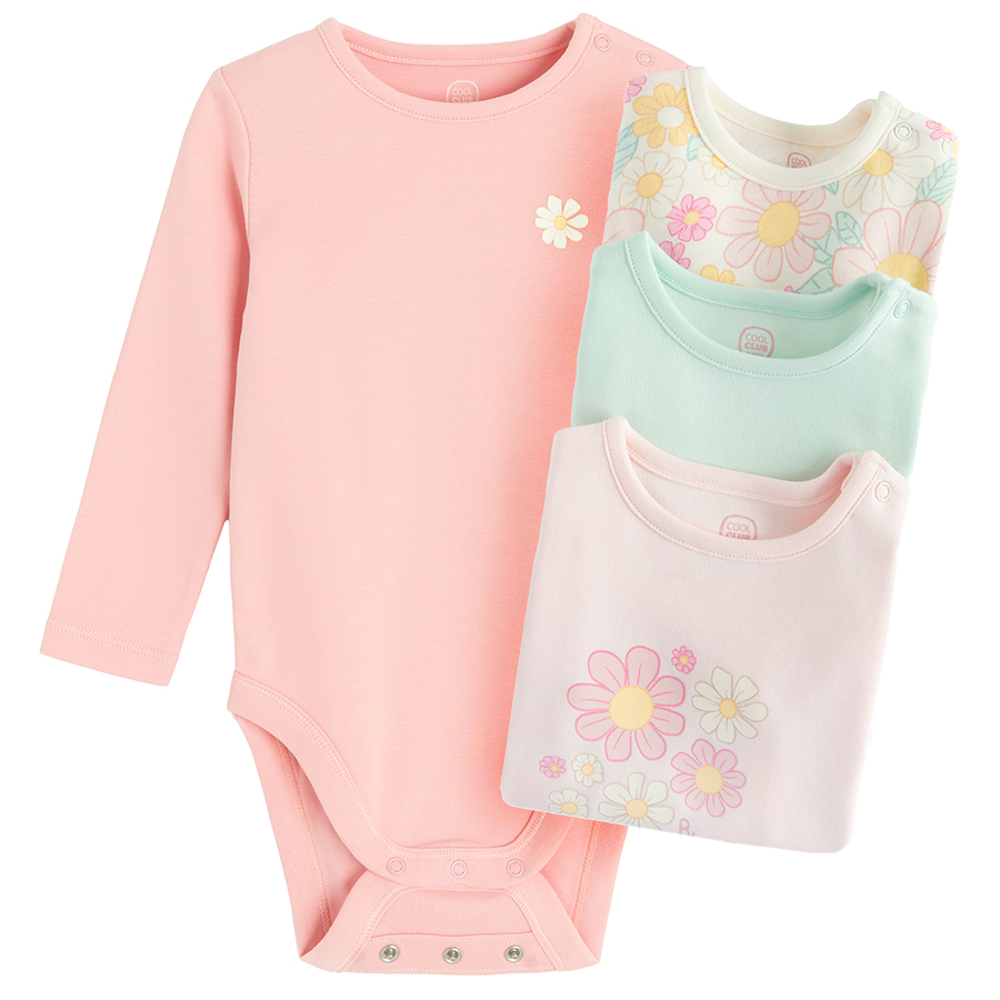 Pastel and floral long sleeve bodysuits - 4 pack