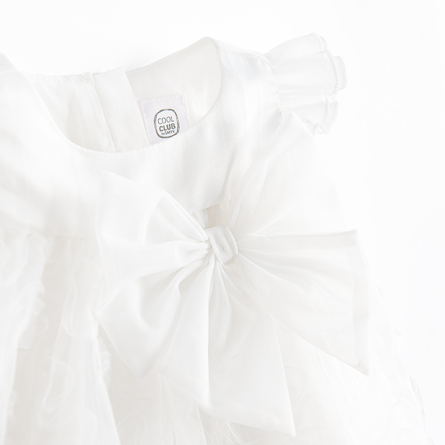 White short sleeve dress with bow on the side