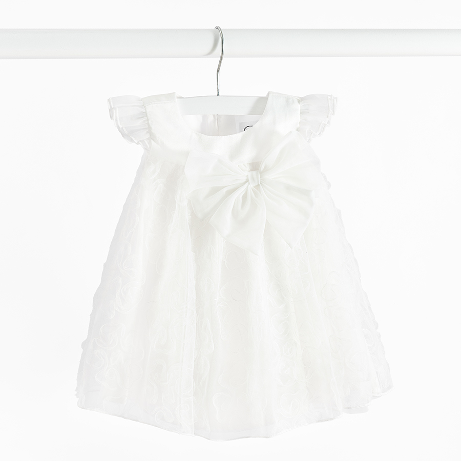 White short sleeve dress with bow on the side