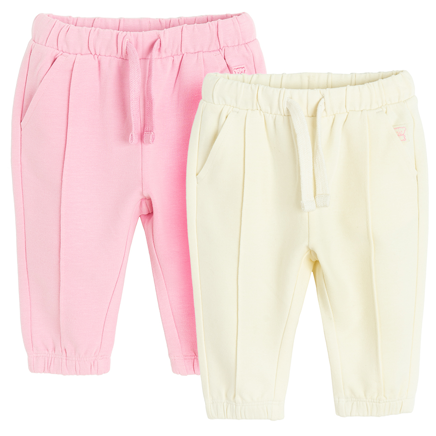 Pink and cream sweatpants with cord- 2 pack