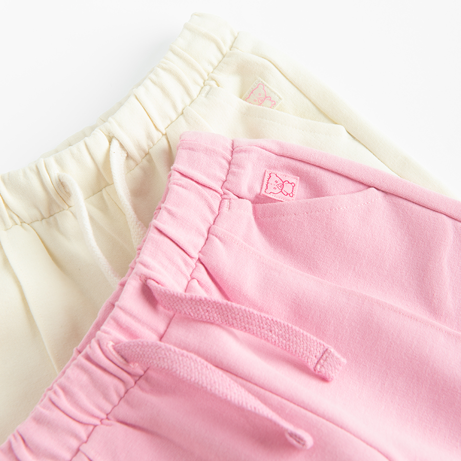 Pink and cream sweatpants with cord- 2 pack