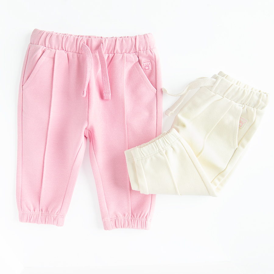 Pink and cream sweatpants with cord- 2 pack