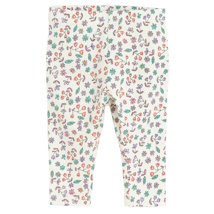 Mint, purple and floral leggings- 3 pack