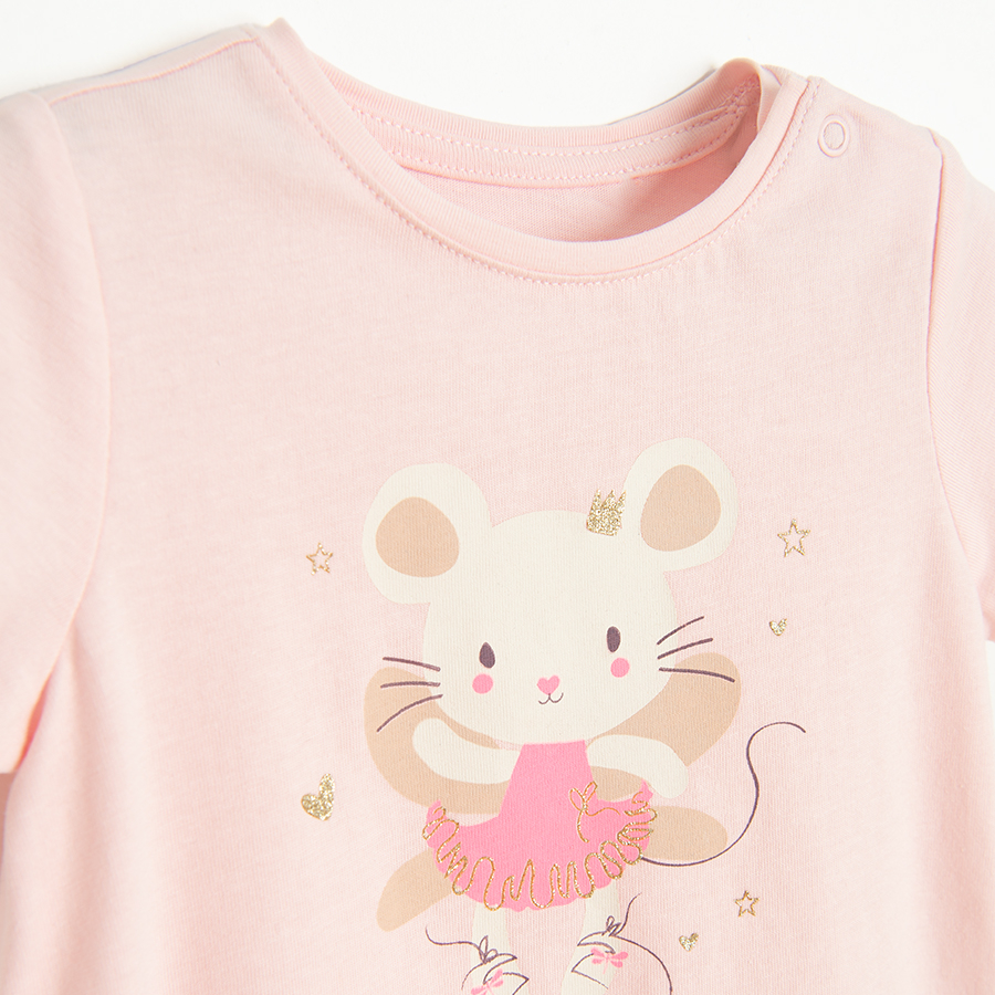 Pink T-shirt with animal ballerina print