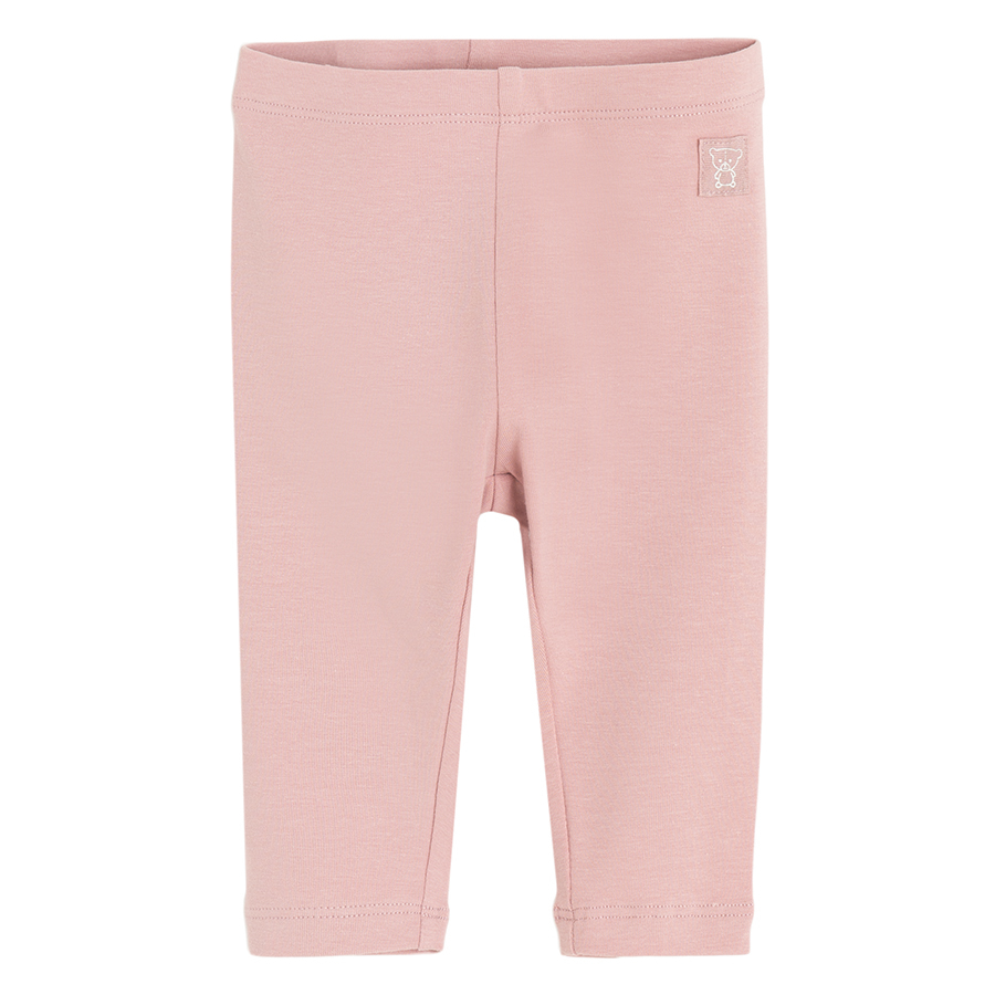 Pink and white with ballet shoes print leggings- 2 pack