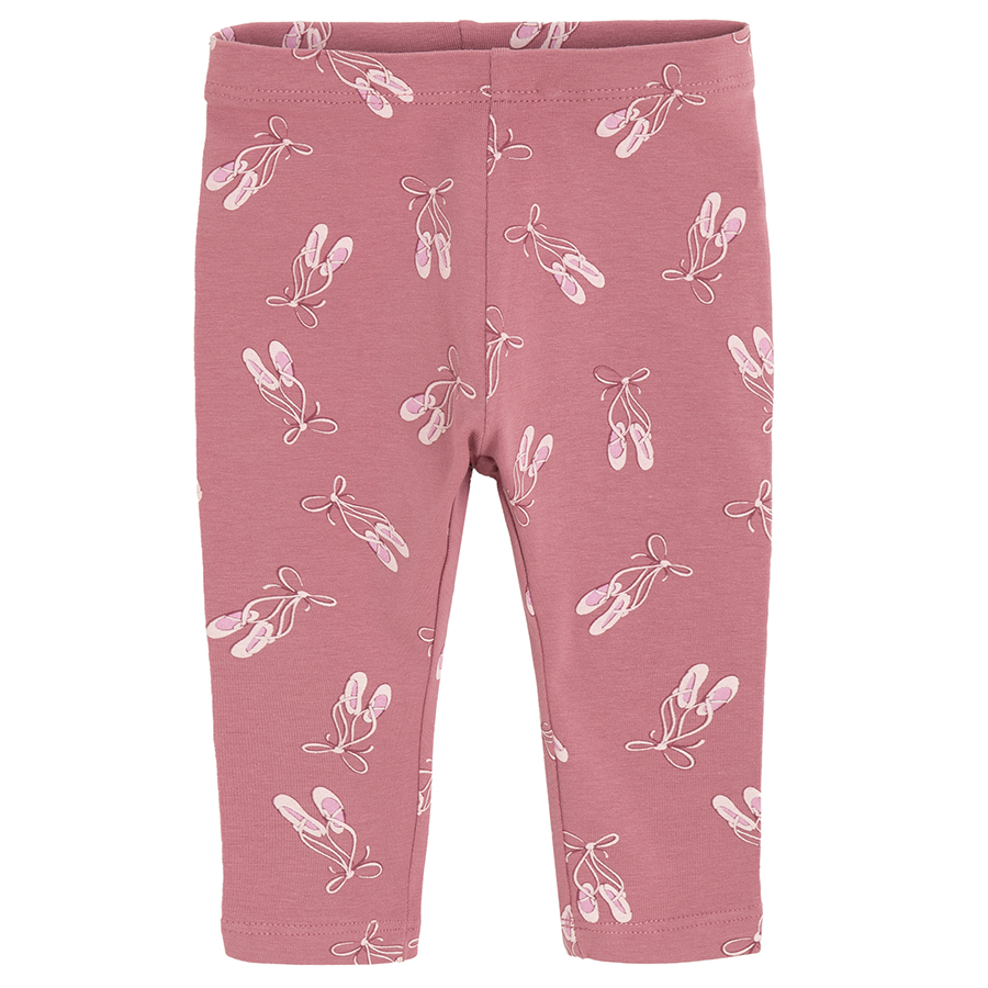 Dark pink leggings with ballet shoes print