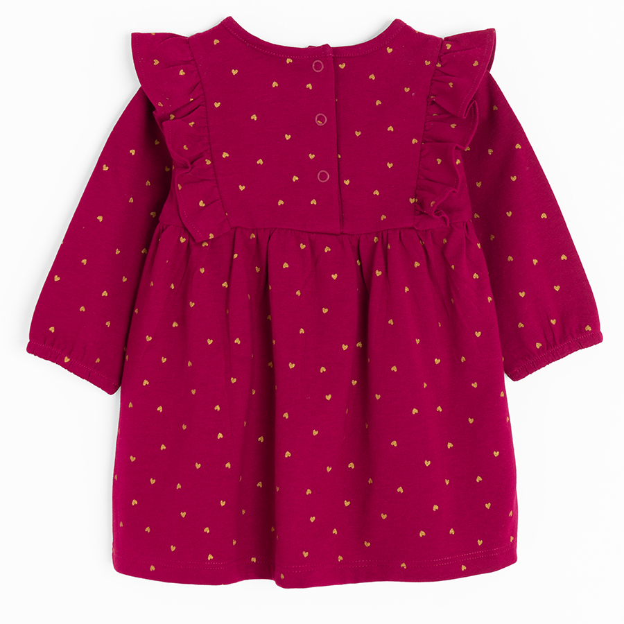 Burgundy polka dot long sleeve dress