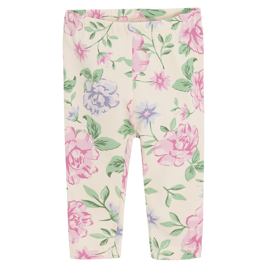 Floral, pink and purple leggings- 3 pack