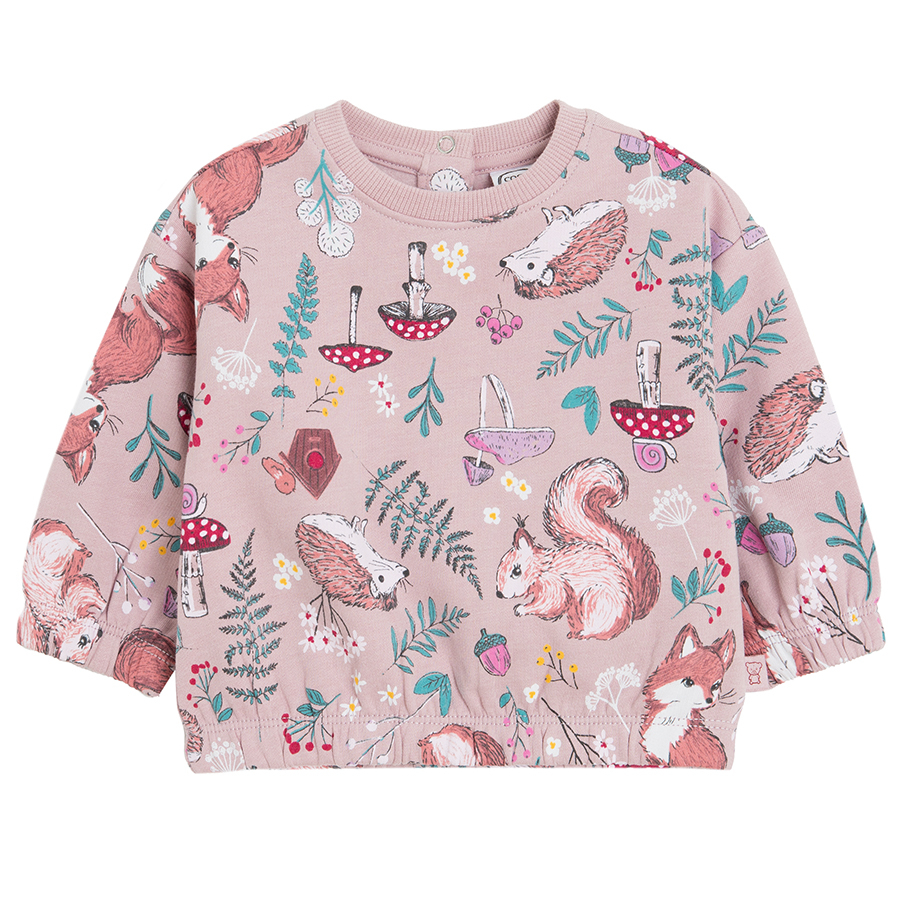 Violet jogging set with forest animals print set - 2 pieces