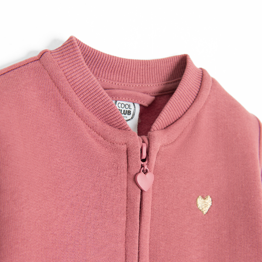 Warm pink zip through sweatshirt