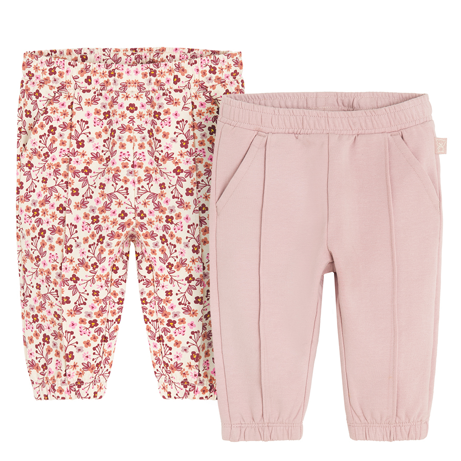 Floral and violet jogging pants- 2 pack