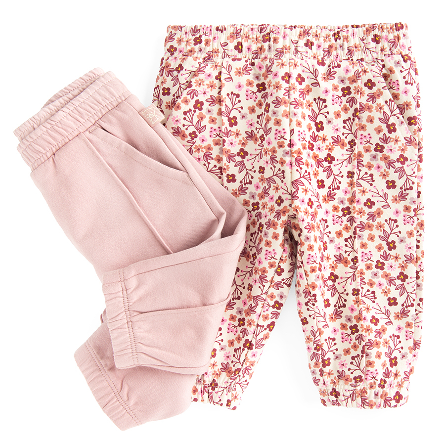 Floral and violet jogging pants- 2 pack