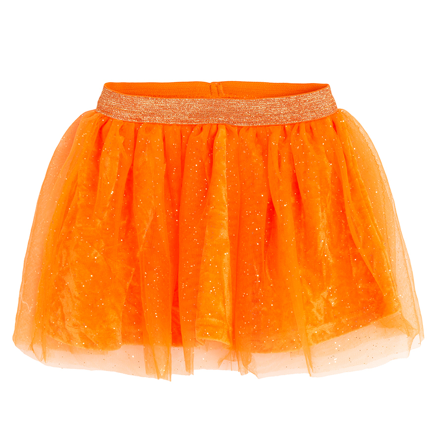 Orange tulle skirt with shiny belt