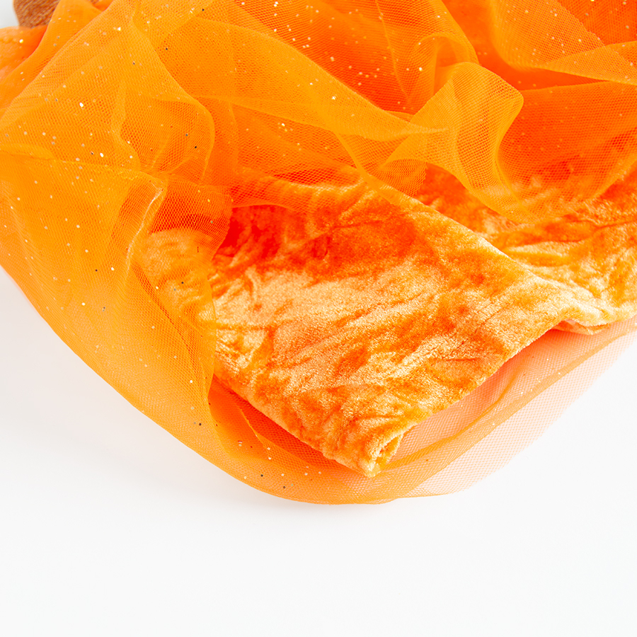 Orange tulle skirt with shiny belt