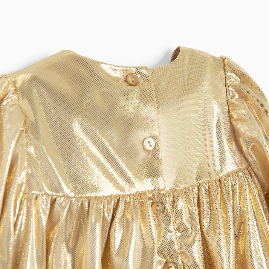 Gold long sleeve dress with big bow