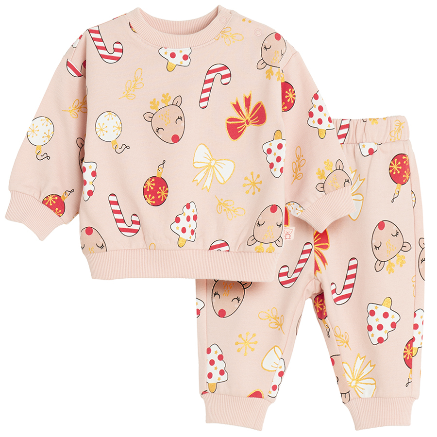 Pink jogging set with Xmas print