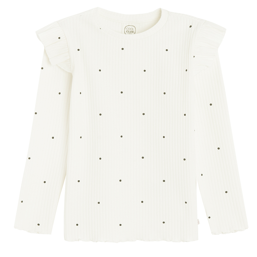 Burugunly and white polka dot long sleeve blouses - 2 pack