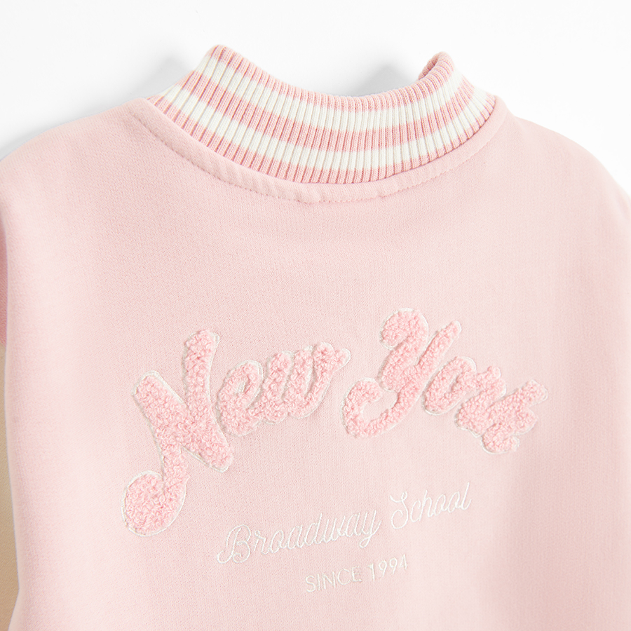 Pink with white sleeves sweatshirt with ballet shoes print