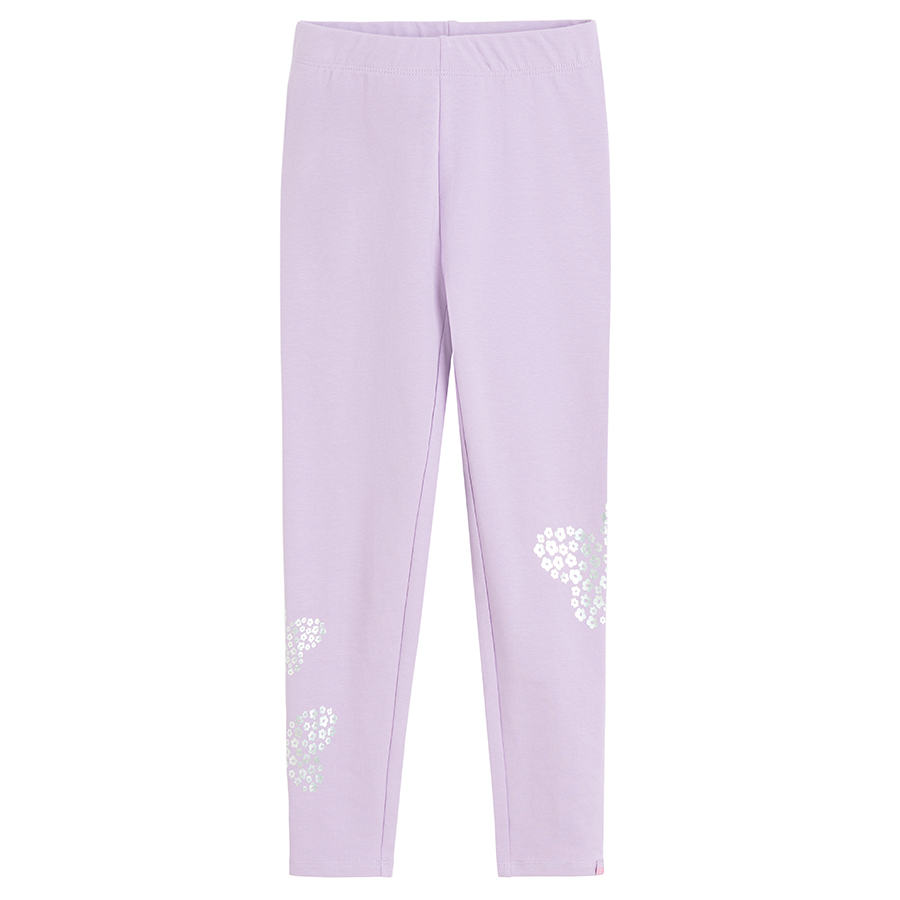 Purple leggings with butterflies print