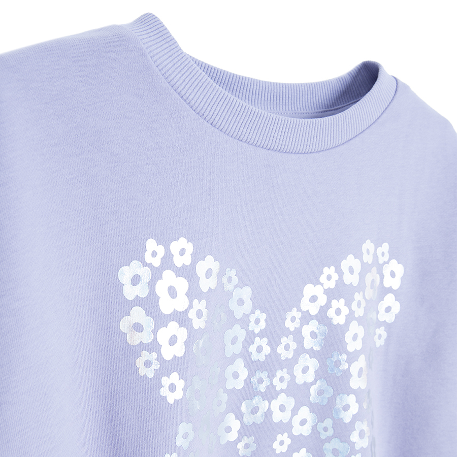 Purple sweatshirt with butterfly print