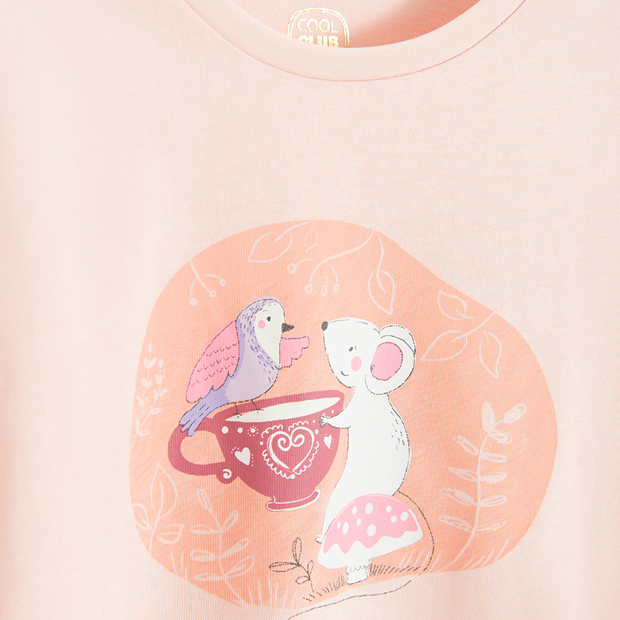 Pink blouse with mice print