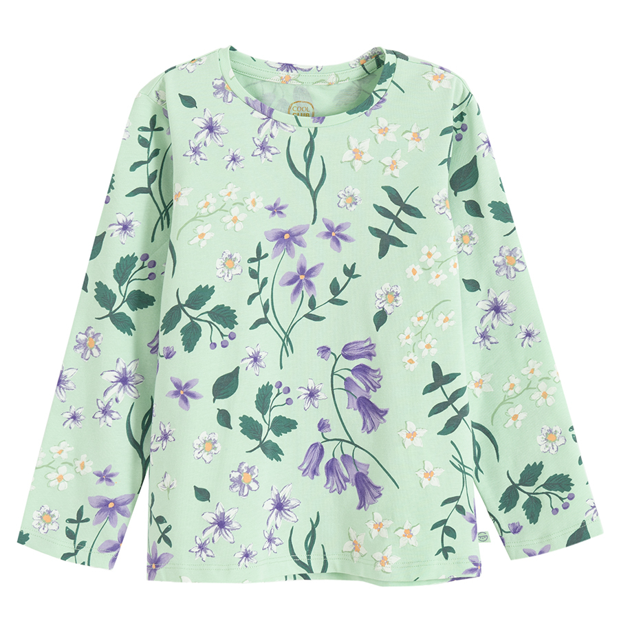 Green floral blouse