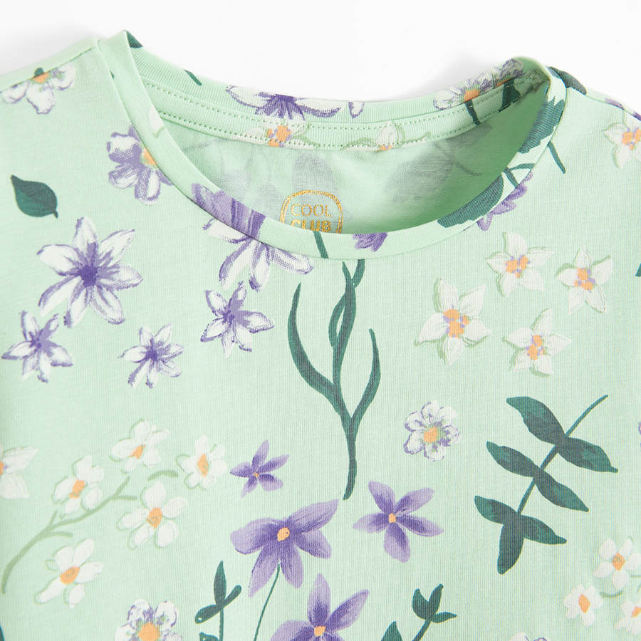 Green floral blouse