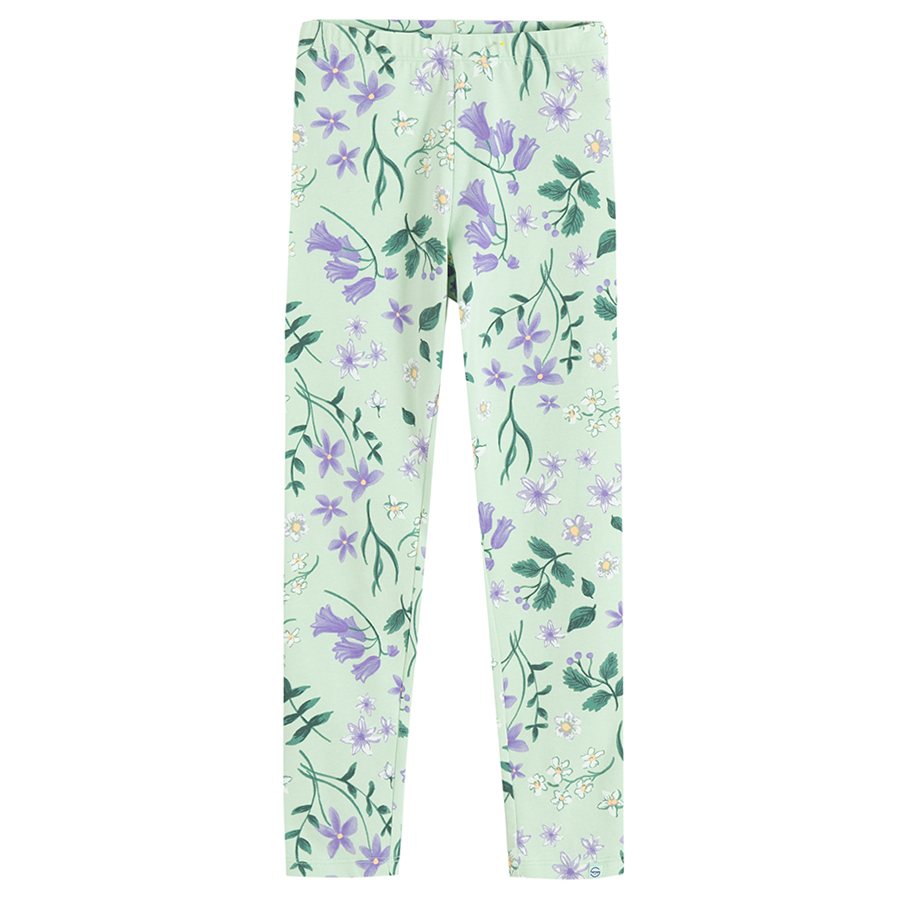 Gren and floral leggings -2 pack