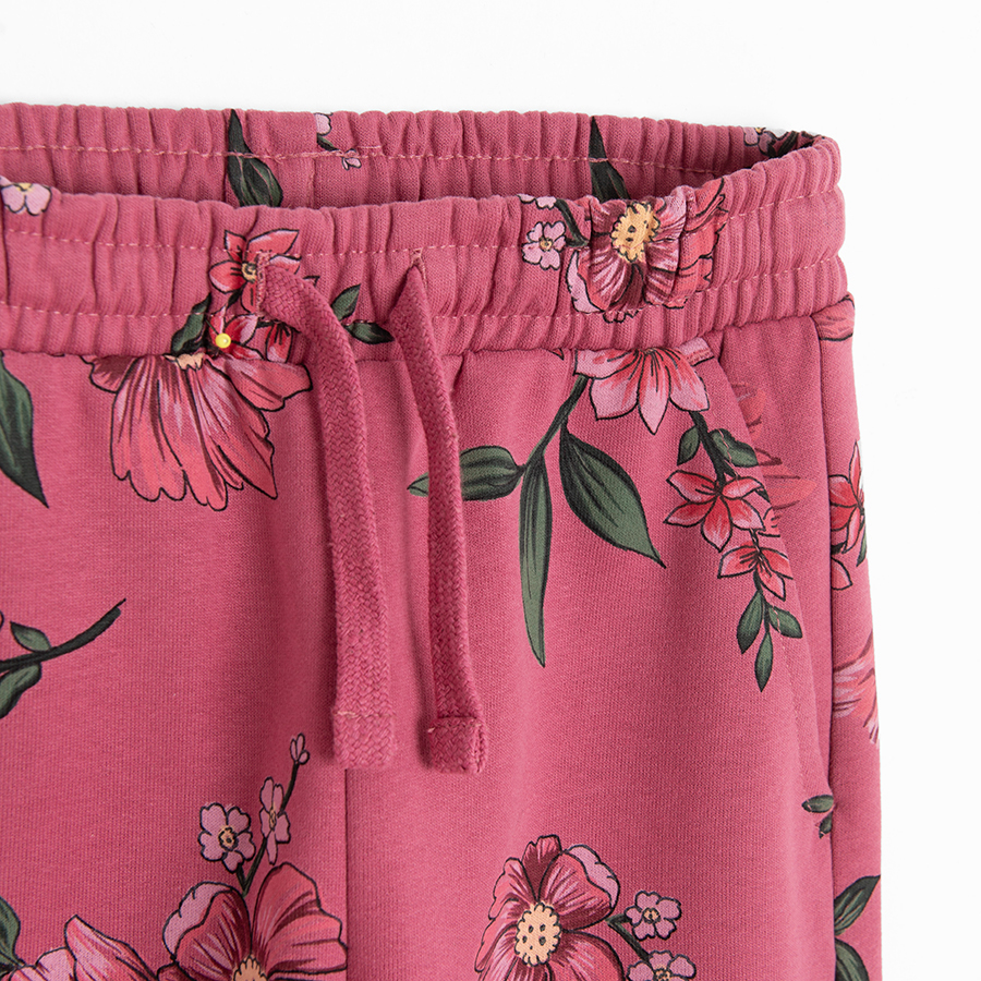 Burgundy floral jogging pants