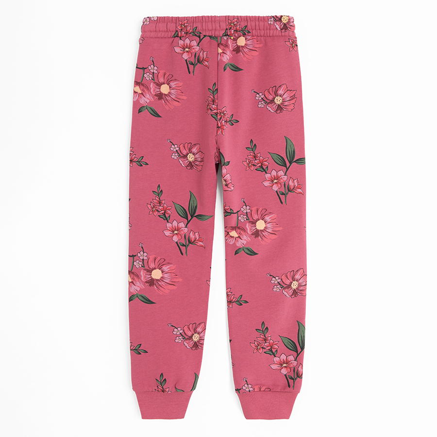 Burgundy floral jogging pants