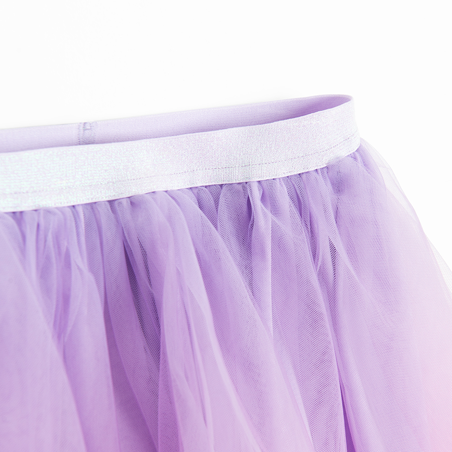 Purple sweatshirt withbuttrfly print and tulle skirt set- 2 pieces