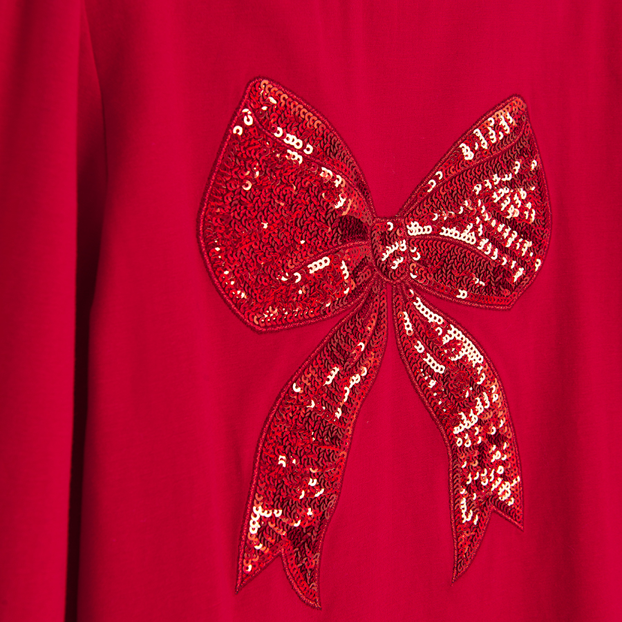 Red blouse with big bow print