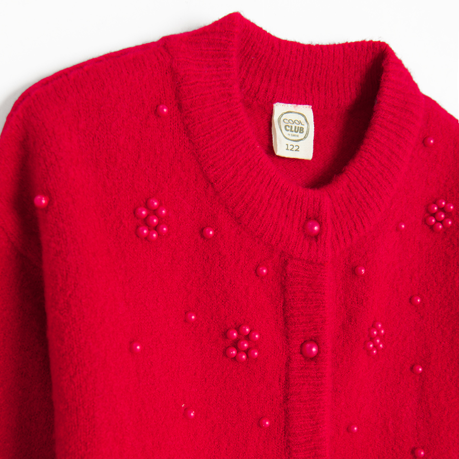 Red classic buttons cardigan