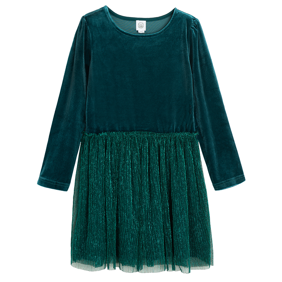 Green dress with pleated skirt