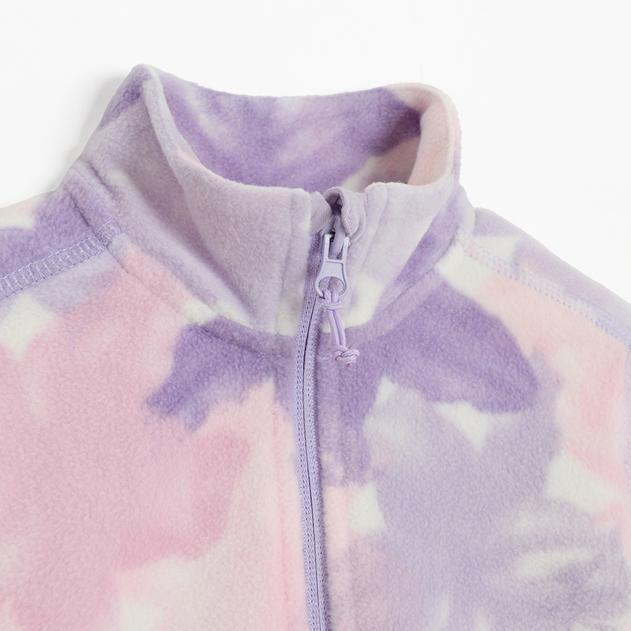 Pink tie dye zip through sweatshirt