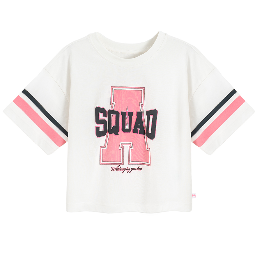 White T-shirt with SQUAD A print