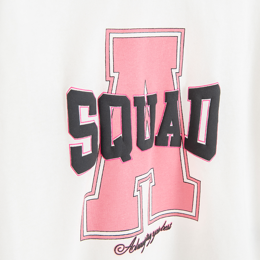 White T-shirt with SQUAD A print