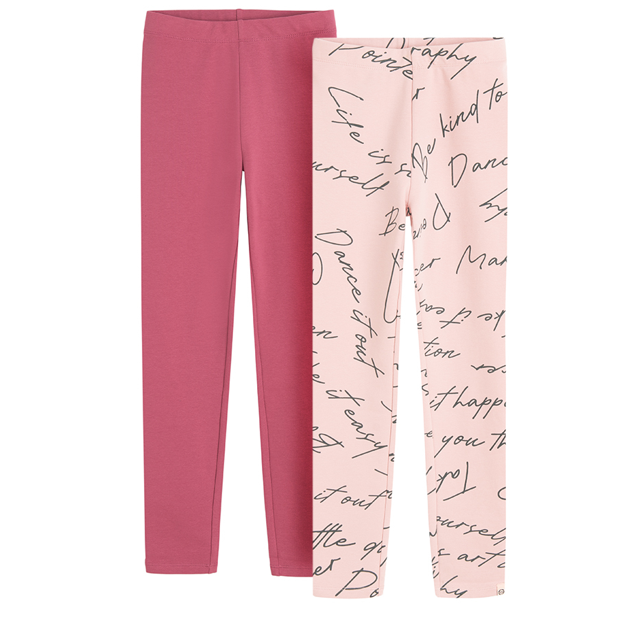 Dark pink and pink with Dance print jeggings - 2 pack