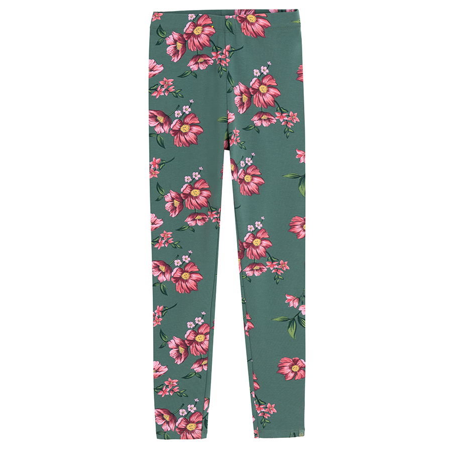 Green floral jeggings