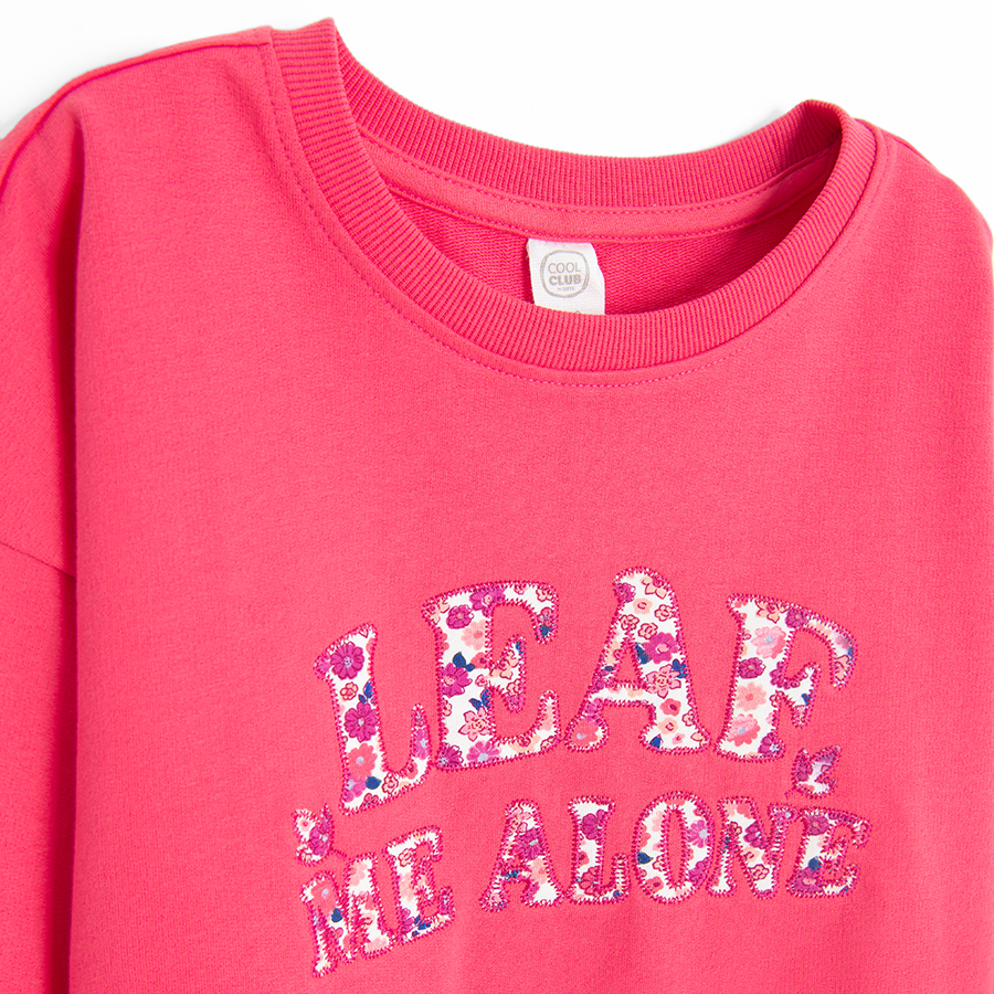 Read blouse with Leaf me Alone print