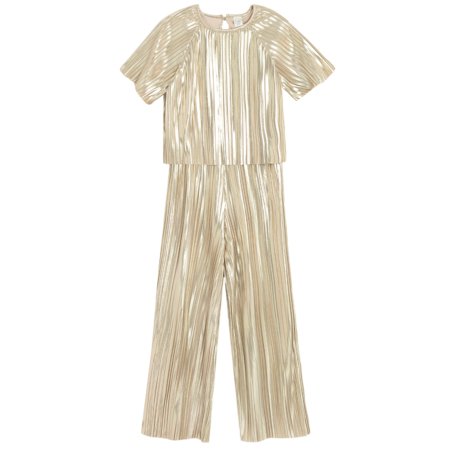 Gold short sleeve playsuit