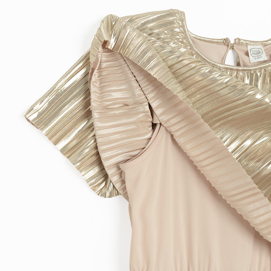 Gold short sleeve playsuit